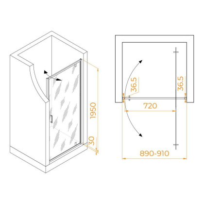 Душевая дверь  90*195 RGW LE-102 Хром/Прозрачное/6 мм