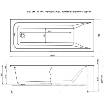 Акриловая ванна Aquanet Bright 180х70 216304 Акриловая ванна Aquanet Bright 180х70 216304