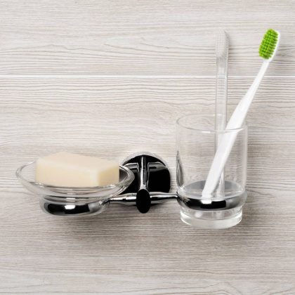 Держатель стакана и мыльницы Rhein, 22х9,5х13 см, хром, K-6226