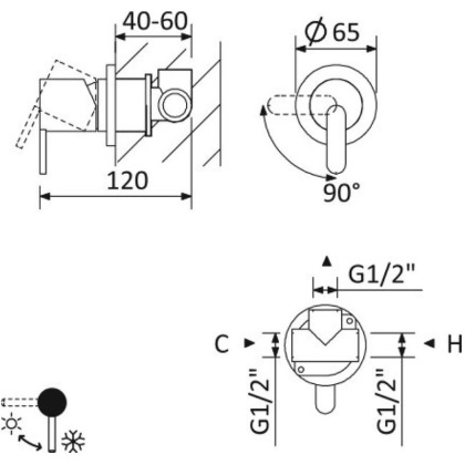 LEAF-DIM3-D-L-SR Встраиваемый смеситель для душа с переключателем на 3 выхода, в комплекте с ручным душем, исполнение Sunrise LEAF-DIM3-D-L-SR Встраиваемый смеситель для душа с переключателем на 3 выхода, в комплекте с ручным душем, исполнение Sunrise
