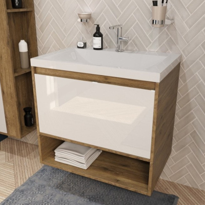 Тумба подвесная под умывальник Monaсo Wood 700х480 1 ящик (ШхГхВ) 698х476х607