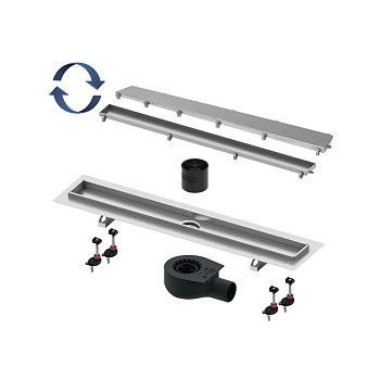 Комплект TECElinus для монтажа дренажного канала 2 в 1, с основой для плитки “tile” и матовой решеткой “steel”, 80 см