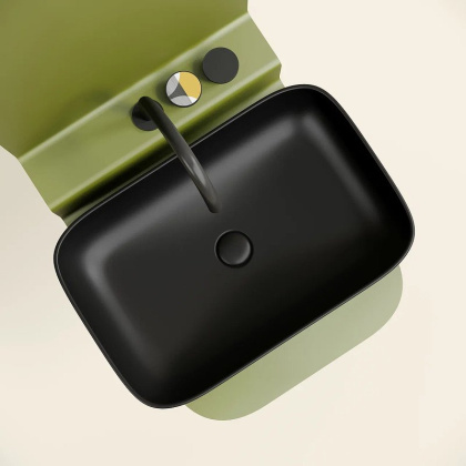 Умывальник чаша накладная прямоугольная (цвет Черный Матовый) Element 605*380*122мм