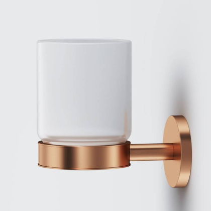 Стеклянный стакан с настенным держателем, розовое золото A85A34344