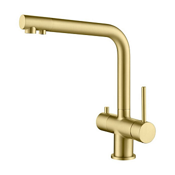 Смеситель Timo Saona 2396/17F для кухни с подключением фильтра, золото матовое