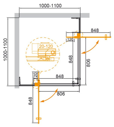 Душевой уголок Cezares SLIDER-A-2-70/80-BR-NERO стекло бронзовое, профиль черный матовый Душевой уголок Cezares SLIDER-A-2-70/80-BR-NERO стекло бронзовое, профиль черный матовый