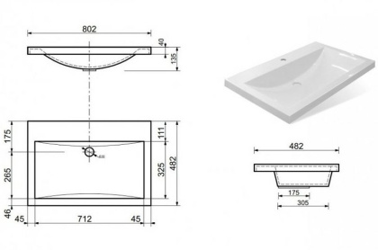 Раковина "Монако 80" 800х480 Раковина "Монако 80" 800х480