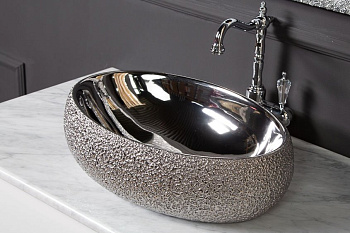 Раковина ОВАЛ 48х34х15см, серебро Раковина ОВАЛ 48х34х15см, серебро