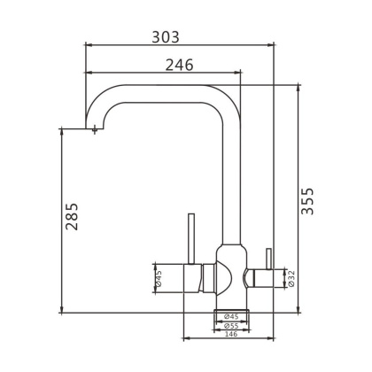 Смеситель для кухни латунь, хром S268