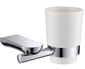 Подстаканник одинарный RUSH Luson, 10х14х10 см, хром и белый, LU16310