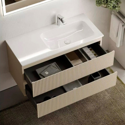 Тумба подвесная SANCOS Snob R правая 995х445х500, c двумя ящиками оснащенными доводчиками, Beige Soft , арт.SNR100RCE