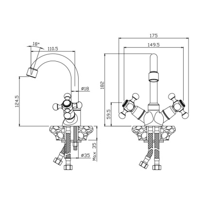 Смеситель д/раковины с поворотным изливом GIRONA, арт.01110GR