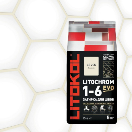 Затирка цементная LITOCHROM 1-6 EVO LE.205 жасмин 5кг Затирка цементная LITOCHROM 1-6 EVO LE.205 жасмин 5кг
