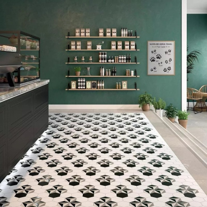 Декор 4 VT\A286\SG1010 Кальсада Черный/Белый/Серый (12см*10,4см*7мм) (45шт/0,561м2) Шестиугольник, шт