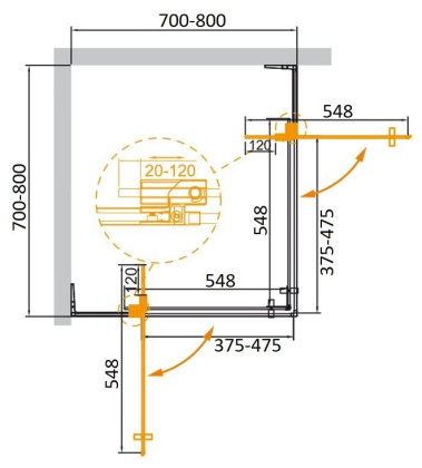 Душевой уголок Cezares SLIDER-A-2-70/80-BR-NERO стекло бронзовое, профиль черный матовый Душевой уголок Cezares SLIDER-A-2-70/80-BR-NERO стекло бронзовое, профиль черный матовый