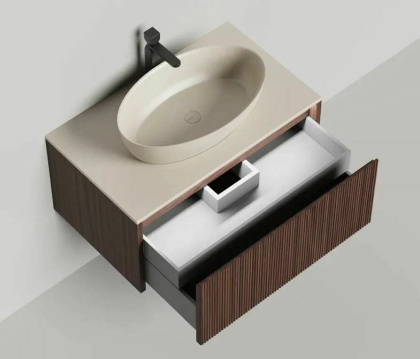 Подвесная тумба Domino 800, шпон, фрезерованный фасад