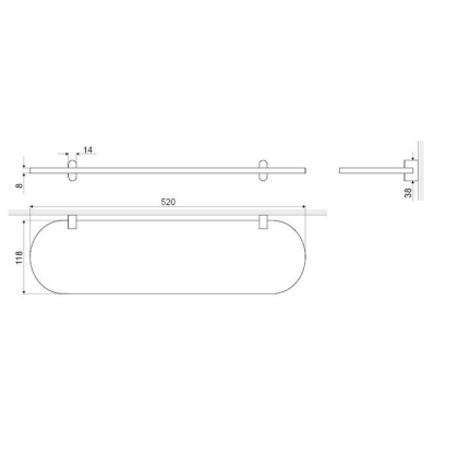 Полка стеклянная EXCELLENT 52 см Kobo (хром) Полка стеклянная EXCELLENT 52 см Kobo (хром)