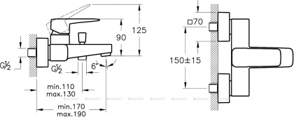 Смеситель Root Square для ванны/душа, хром