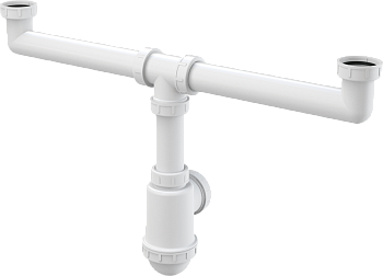 Сифон для сдвоенной мойки с накидными гайками 6/4" Сифон для сдвоенной мойки с накидными гайками 6/4"