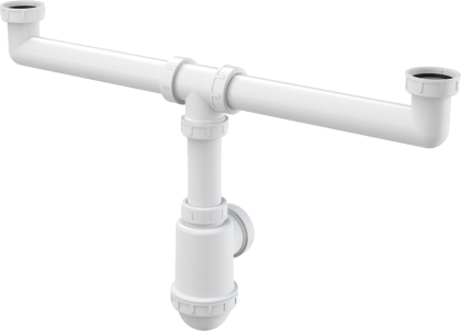 Сифон для сдвоенной мойки с накидными гайками 6/4" Сифон для сдвоенной мойки с накидными гайками 6/4"