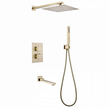 Душевая система ABBER Daheim AF8250G скрытого монтажа с изливом, термостат, золото матовое Душевая система ABBER Daheim AF8250G скрытого монтажа с изливом, термостат, золото матовое