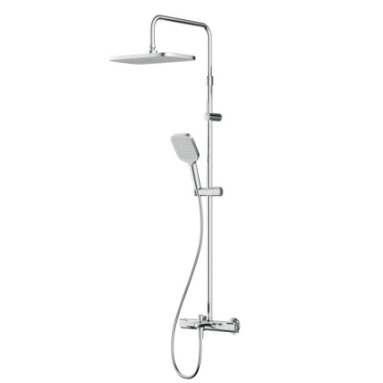 F078F500 Func, душ. система: Смеситель д/ванны/душа с ТМС, душ.штанга, верхн. душ квадр., ручн.душ, Хром F078F500 Func, душ. система: Смеситель д/ванны/душа с ТМС, душ.штанга, верхн. душ квадр., ручн.душ, Хром