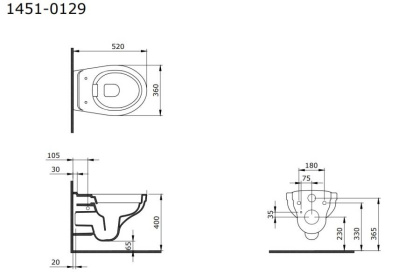 Чаша унитаза подвесного Bocchi Taormina Pro Rimless 1451-001-0129 белая Чаша унитаза подвесного Bocchi Taormina Pro Rimless 1451-001-0129 белая