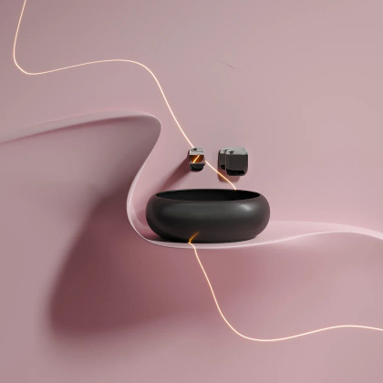 Умывальник чаша накладная круглая (цвет Черный Матовый) Element 360*360*120мм