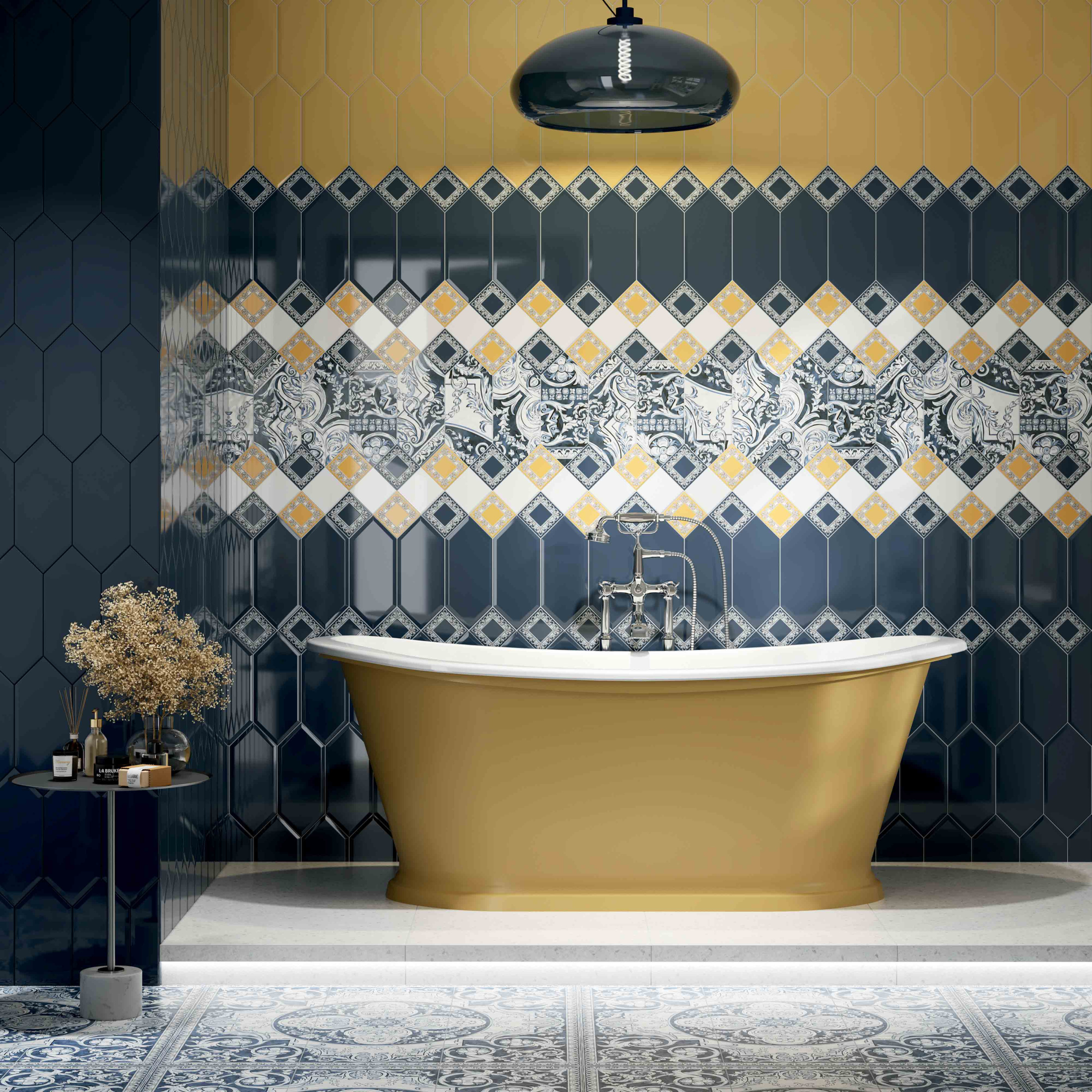 Декор HGD\B525\TOB001 Алмаш желтый/оранжевый/белый (9,8см*9,8см*0,69мм) (30шт/0,289м2) глянец, шт