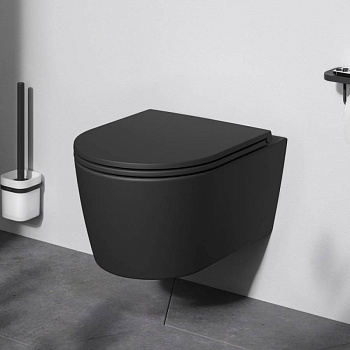 C8F1700MBSC Func подвесной унитаз 49 см FlashClean с сиденьем микролифт, черн мат