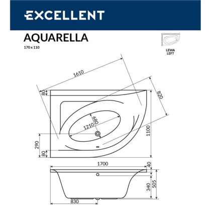 Ванна EXCELLENT Aquarella 170x110 (левая) "SOFT" (бронза) Ванна EXCELLENT Aquarella 170x110 (левая) "SOFT" (бронза)