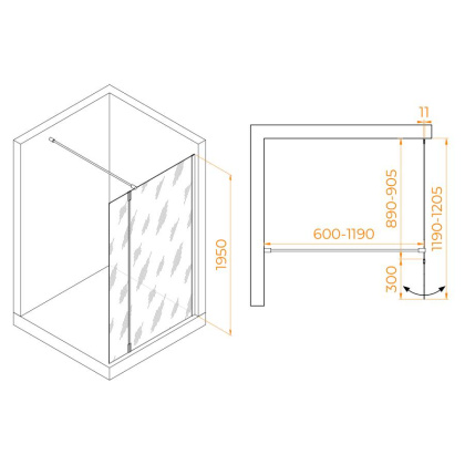 Душевая перегородка RGW WA-050B (WA-002B + Z-070B), 351005093-14