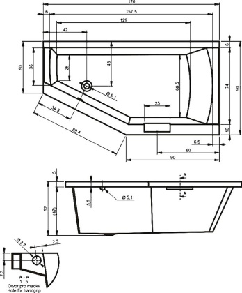 Акриловая ванна Riho Geta 170x90 Акриловая ванна Riho Geta 170x90