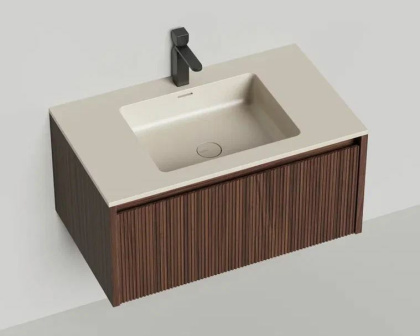 Подвесная тумба Domino 800, шпон, фрезерованный фасад, под встраиваемую раковину