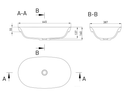 Раковина накладная Salini GLORIA 305 покраска по RAL  снаружи Раковина накладная Salini GLORIA 305 покраска по RAL  снаружи