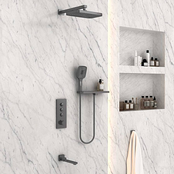 Душевой комплект VSFW-431T1RGM встраиваемый, термостатический, 3 режима, вороненая сталь Душевой комплект VSFW-431T1RGM встраиваемый, термостатический, 3 режима, вороненая сталь