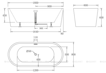 Акриловая ванна BELBAGNO BB71-1800-NERO, 1800x800x600 Акриловая ванна BELBAGNO BB71-1800-NERO, 1800x800x600