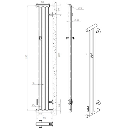 Полотенцесушитель Пэк сп Хорда 120*19 32 мм Полотенцесушитель Пэк сп Хорда 120*19 32 мм