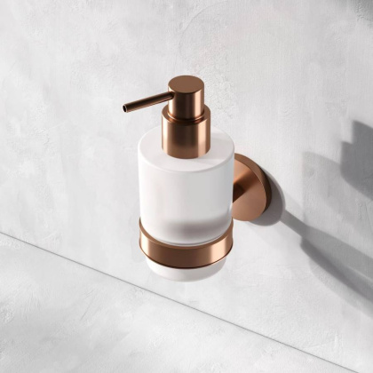 Стеклянный диспенсер для жидкого мыла с настенным держателем, розовое золото A85A36944