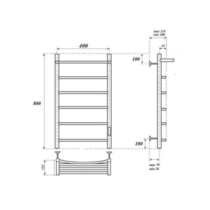 Полотенцесушитель электрический Point Афина PN04848PW П5 400x800 с полкой, диммер справа, белый Полотенцесушитель электрический Point Афина PN04848PW П5 400x800 с полкой, диммер справа, белый