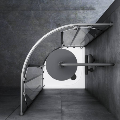 W90G-401-080BT Душевое ограждение Gem 1/4 Rond 80x80 стекло прозрачное, профиль Черный матовый, без