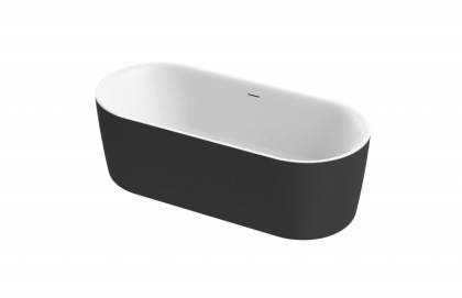 Акриловая ванна отдельно стоящая, цельная, белая матовая внутри, серая матовая снаружи,  METAURO-INT-Central-180-80-60-G-W-MATT Акриловая ванна отдельно стоящая, цельная, белая матовая внутри, серая матовая снаружи,  METAURO-INT-Central-180-80-60-G-W-MATT