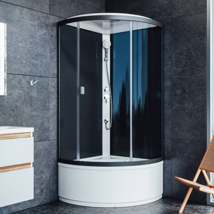 Душевая кабина Am.Pm с крышей, 90х90, стекло Графит, профиль Графит
