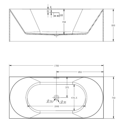 Акриловая ванна Abber 170х75 AB9281 Акриловая ванна Abber 170х75 AB9281
