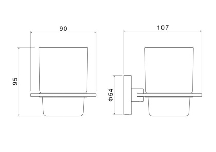 Стакан с держателем AQUATEK, матовый черный AQ4204MB ОБЕРОН