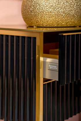 Тумба MONACO 80см h74см черная глянец + золото под раковину чашу 867-080-BG Boheme