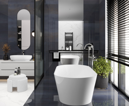 Cast Navy Керамогранит тёмно-синий 60x60 Полированный