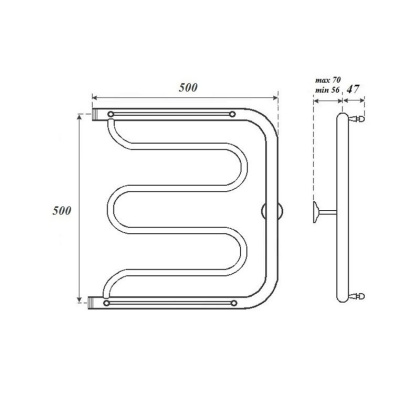 Полотенцесушитель водяной Point PN25555P 500x500 Фокстрот с полкой, хром Полотенцесушитель водяной Point PN25555P 500x500 Фокстрот с полкой, хром