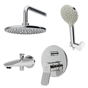 Набор: Смеситель Для ванны и душа, верхний душ с держателем, душевой набор и излив на ванну FB85A10020 X-Joy Набор: Смеситель Для ванны и душа, верхний душ с держателем, душевой набор и излив на ванну FB85A10020 X-Joy