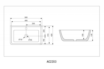 Раковина Abber Rechteck 50х42 AC2203 Раковина Abber Rechteck 50х42 AC2203